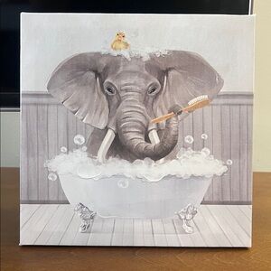Elephant in Bathtub Canvas Art